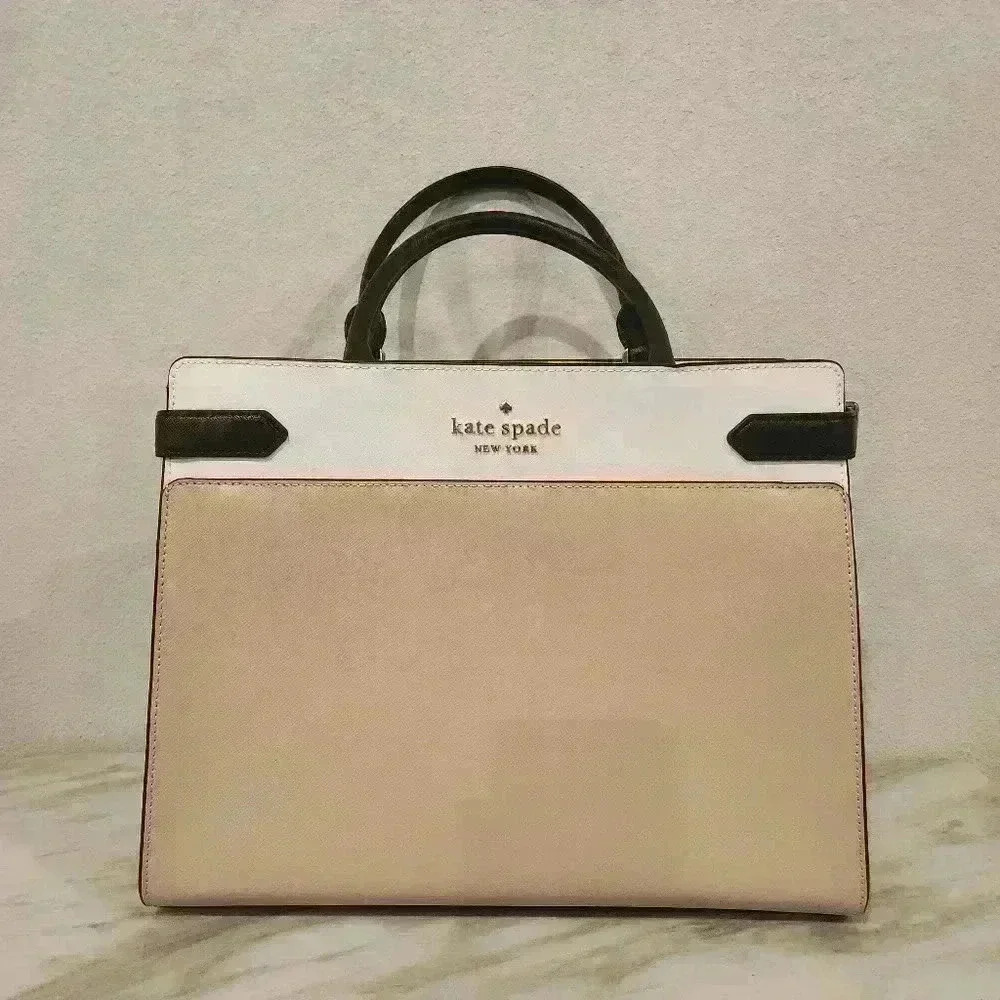 NWOT Kate Spade Staci Medium Satchel In Warm Beige